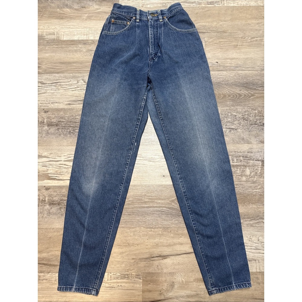 VTG 80s Lee  High Waist Tapered Mom Jeans Pleated Front Size 6‎